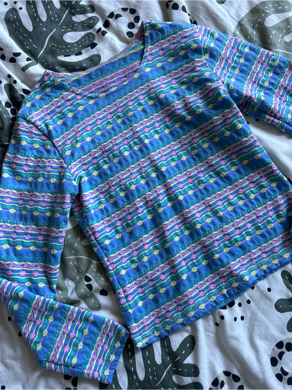 Vintage Vibrant Multicoloured Patterned 3/4 Sleeve Top